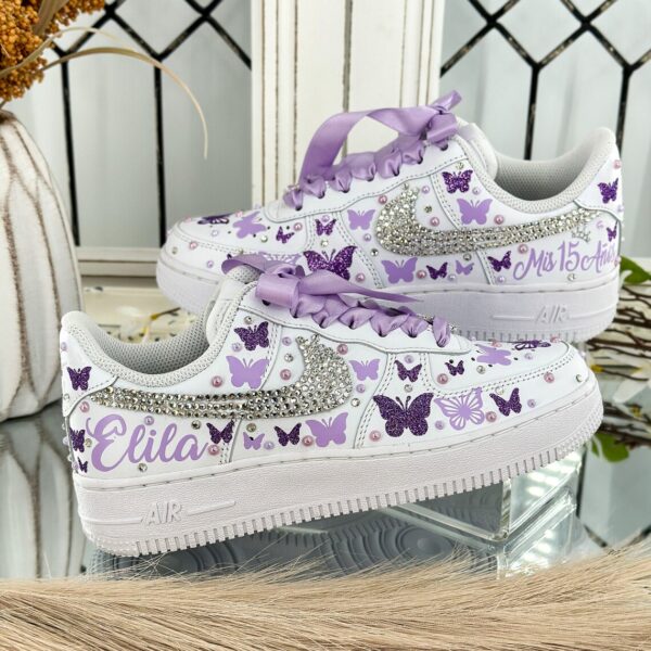 Lavender Butterfly Custom Air Force 1 – Perfect for Sweet 16 or Mis XV